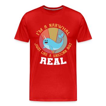 Narwal T-Shirt ich bin ein Narwal wie ein Einhorn - Männer Premium Bio T-Shirt - Rot - Vorne - Damien (186cm)