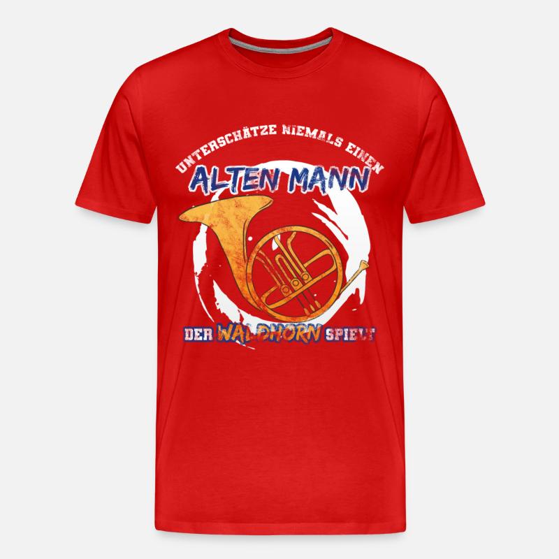 Waldhorn Geschenkidee - Männer Premium Bio T-Shirt - Rot