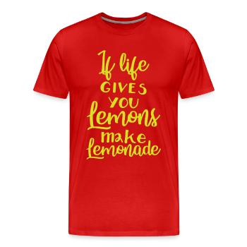 Dire de la positivité drôle pensée positive - T-shirt bio Premium Homme - rouge - Devant - Damien (186cm)