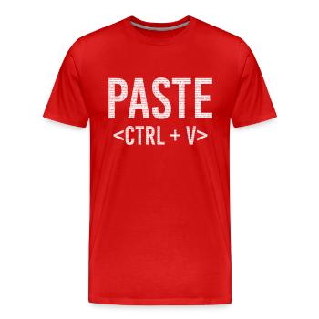 Copy And Paste IT Informatik STRG + V - Männer Premium Bio T-Shirt - Rot - Vorne - Damien (186cm)