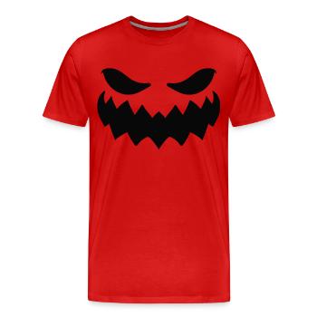 Pumpkin face Halloween - Men's Premium Organic T-Shirt - red - Front - Damien (186cm)
