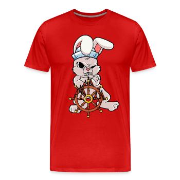 Maritime Helmsman Sailor Rabbit Nautical Fiery Ahoy - Men's Premium Organic T-Shirt - red - Front - Damien (186cm)