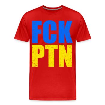 FCK PTN | Frieden in der Ukraine - Männer Premium Bio T-Shirt - Rot - Vorne - Damien (186cm)