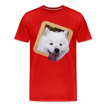 Samojedenwelpe in einem Rahmen - Männer Premium Bio T-Shirt - Rot - Vorne - Damien (186cm)