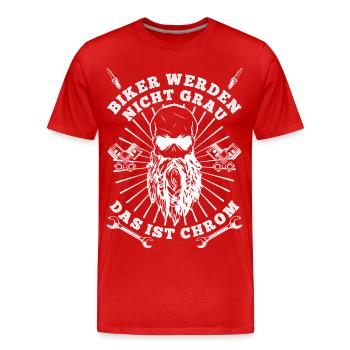 BIKER WERDEN NICHT GRAU DAS IST CHROM - Männer Premium Bio T-Shirt - Rot - Vorne - Damien (186cm)