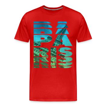Paris France Ville Skyline Accueil Amour - T-shirt bio Premium Homme - rouge - Devant - Damien (186cm)