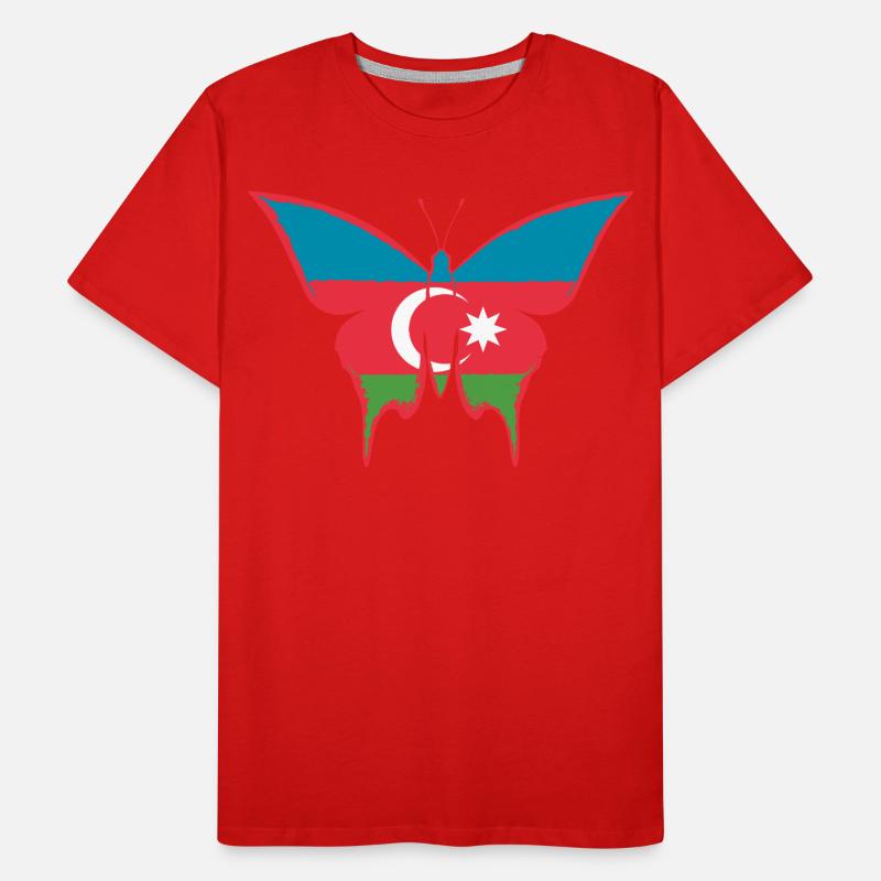 Drapeau de l’Azerbaïdjan papillon T-shirt bio Premium Homme
