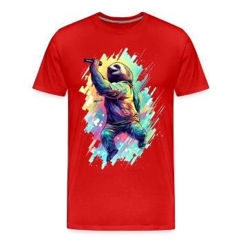 Singendes Faultier - Männer Premium Bio T-Shirt - Rot - Vorne - Damien (186cm)