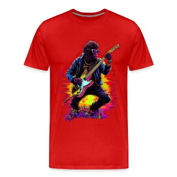 Guitar playing monkey - Men's Premium Organic T-Shirt - red - Front - Damien (186cm)