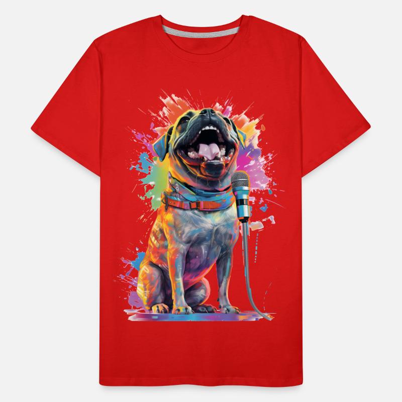Singender Hund mit Mikrofon Männer Premium Bio T-Shirt