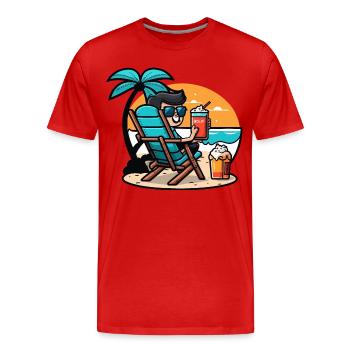 Entspannung am Strand - Männer Premium Bio T-Shirt - Rot - Vorne - Damien (186cm)