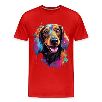 teckel coloré teckel chien coloré - T-shirt bio Premium Homme - rouge - Devant - Damien (186cm)