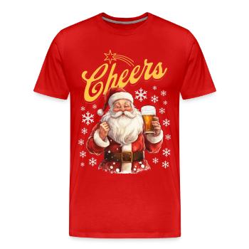 Père Noël Bière Vin chaud Liqueur Alcool Cheers - T-shirt bio Premium Homme - rouge - Devant - Damien (186cm)