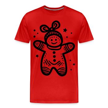 Bonhomme en pain d’épice - T-shirt bio Premium Homme - rouge - Devant - Damien (186cm)