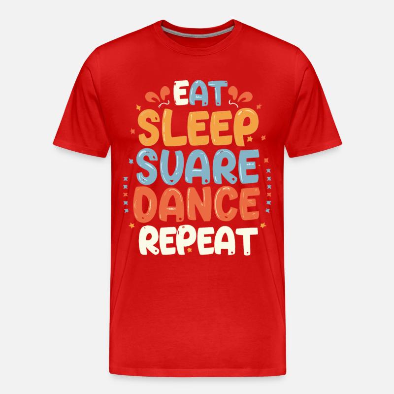 Eat Sleep Square Dance Repeat - Männer Premium Bio T-Shirt - Rot