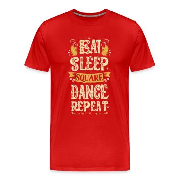 Eat Sleep Square Dance Repeat - Männer Premium Bio T-Shirt - Rot - Vorne - Damien (186cm)