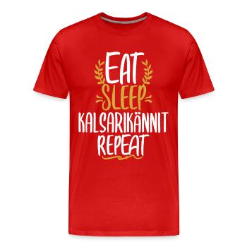 Eat Sleep Kalsarikännit Repeat Finnland Unterhose - Männer Premium Bio T-Shirt - Rot - Vorne - Damien (186cm)