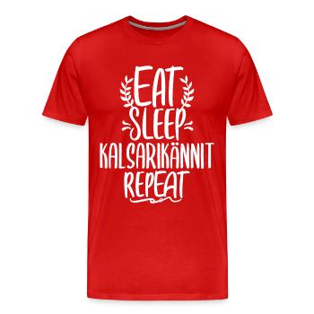 Eat Sleep Kalsarikännit Repeat Finnland Unterhose - Männer Premium Bio T-Shirt - Rot - Vorne - Damien (186cm)