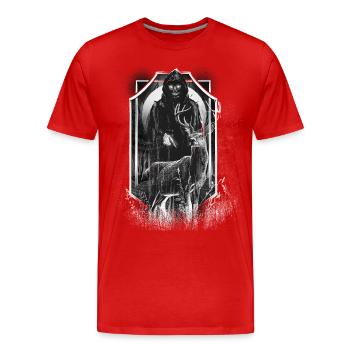 Hirsch Wald Kreatur Tod Horror Halloween Monster - Männer Premium Bio T-Shirt - Rot - Vorne - Damien (186cm)