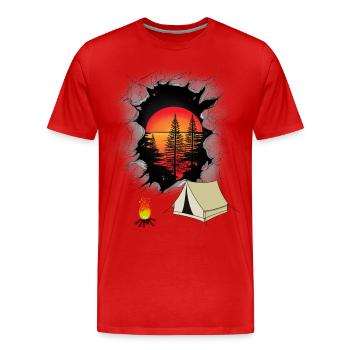 Nature Holiday Holiday Tent Camping Nature Lovers - Men's Premium Organic T-Shirt - red - Front - Damien (186cm)