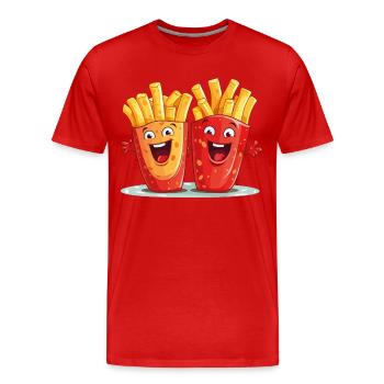 french fries love frieze lover frits face - Men's Premium Organic T-Shirt - red - Front - Damien (186cm)