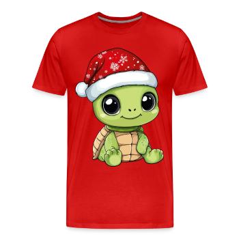 Turtle Christmas Cute Cute Christmassy - Men's Premium Organic T-Shirt - red - Front - Damien (186cm)