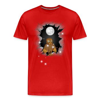 Hibou hibou hibou lune - T-shirt bio Premium Homme - rouge - Devant - Damien (186cm)