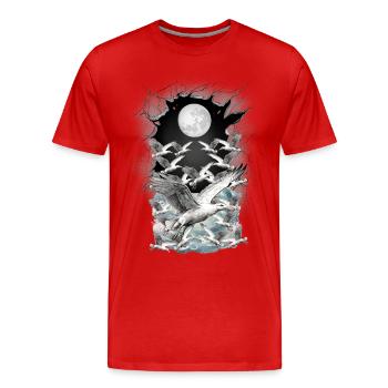 maritime, mouette, mouettes - T-shirt bio Premium Homme - rouge - Devant - Damien (186cm)