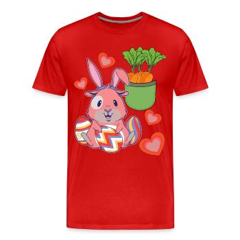 Bunny Bunny Easter Bunny Easter Eggs Eggs - Men's Premium Organic T-Shirt - red - Front - Damien (186cm)