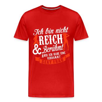 SEXY FRAU - Männer Premium Bio T-Shirt - Rot - Vorne - Damien (186cm)