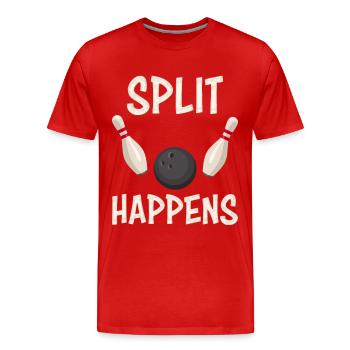 Split happens! funny bowling t-shirt for bowlers - Men's Premium Organic T-Shirt - red - Front - Damien (186cm)