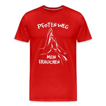 Pfoten Weg Mein Frauchen Hund Appenzeller Pfote - Männer Premium Bio T-Shirt - Rot - Vorne - Damien (186cm)
