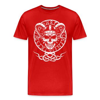 Occlusism Viking Skull Celtic Germanic - Men's Premium Organic T-Shirt - red - Front - Damien (186cm)