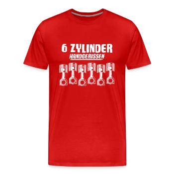 6 Zylinder handgerissen Autotuning Motor Shirt - Männer Premium Bio T-Shirt - Rot - Vorne - Damien (186cm)