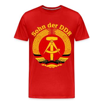 Sohn der DDR - Männer Premium Bio T-Shirt - Rot - Vorne - Damien (186cm)