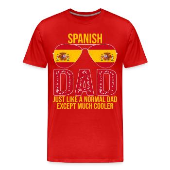 Spanish Dad Espagne drapeau lunettes de soleil Fête des Pères - T-shirt bio Premium Homme - rouge - Devant - Damien (186cm)