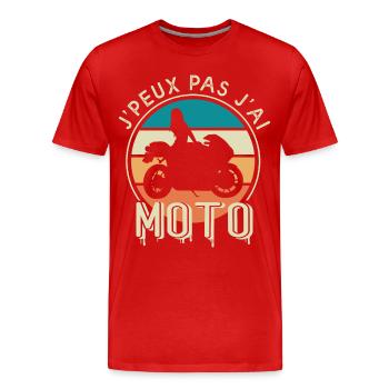 J'peux pas j'ai moto cadeau humour femme motarde - T-shirt bio Premium Homme - rouge - Devant - Damien (186cm)