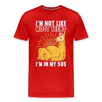 Grumpy Birthday - Men's Premium Organic T-Shirt - red - Front - Damien (186cm)