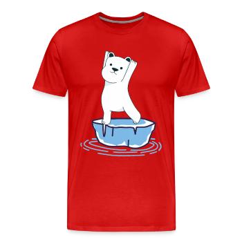 Yoga Polar Bear - Men's Premium Organic T-Shirt - red - Front - Damien (186cm)