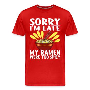 Anime Ramen Manga - T-shirt bio Premium Homme - rouge - Devant - Damien (186cm)