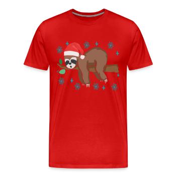 Paresseux de Noël - T-shirt bio Premium Homme - rouge - Devant - Damien (186cm)