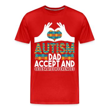 Autisme autistique Papa Autiste - T-shirt bio Premium Homme - rouge - Devant - Damien (186cm)