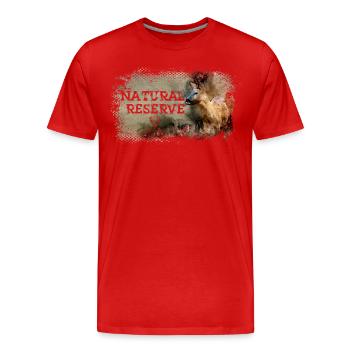 Serie "NATURSCHUTZGEBIET" - Hirsche - Männer Premium Bio T-Shirt - Rot - Vorne - Damien (186cm)