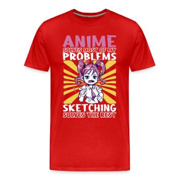 Anime Girl Manga - T-shirt bio Premium Homme - rouge - Devant - Damien (186cm)