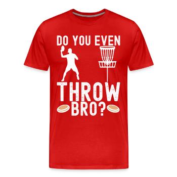 Disc Golf Disc Golfer - Men's Premium Organic T-Shirt - red - Front - Damien (186cm)