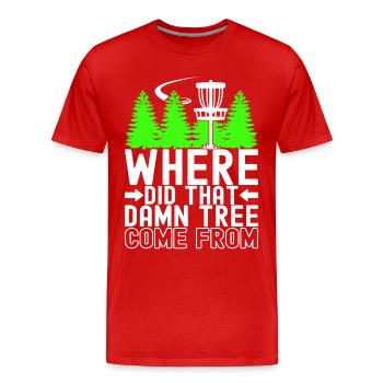 Disc Golf Disc Golfer - Men's Premium Organic T-Shirt - red - Front - Damien (186cm)