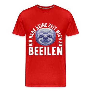 Faultier Faulenzer Faulheit Langschläfer - Männer Premium Bio T-Shirt - Rot - Vorne - Damien (186cm)
