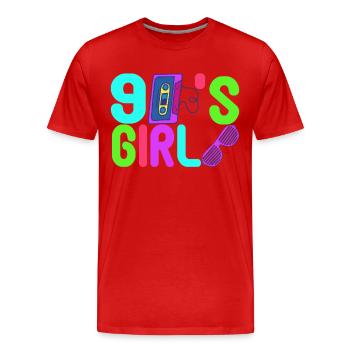90s Party 90s - Men's Premium Organic T-Shirt - red - Front - Damien (186cm)