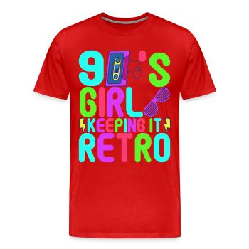 90s Party 90s - Men's Premium Organic T-Shirt - red - Front - Damien (186cm)