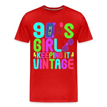 90s Party 90s - Men's Premium Organic T-Shirt - red - Front - Damien (186cm)